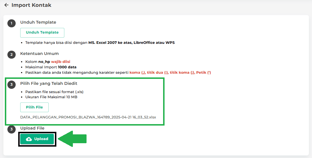 8. Pilih file data pelanggan promosi yang telah diunduh di web kaspin - blazwa.png
